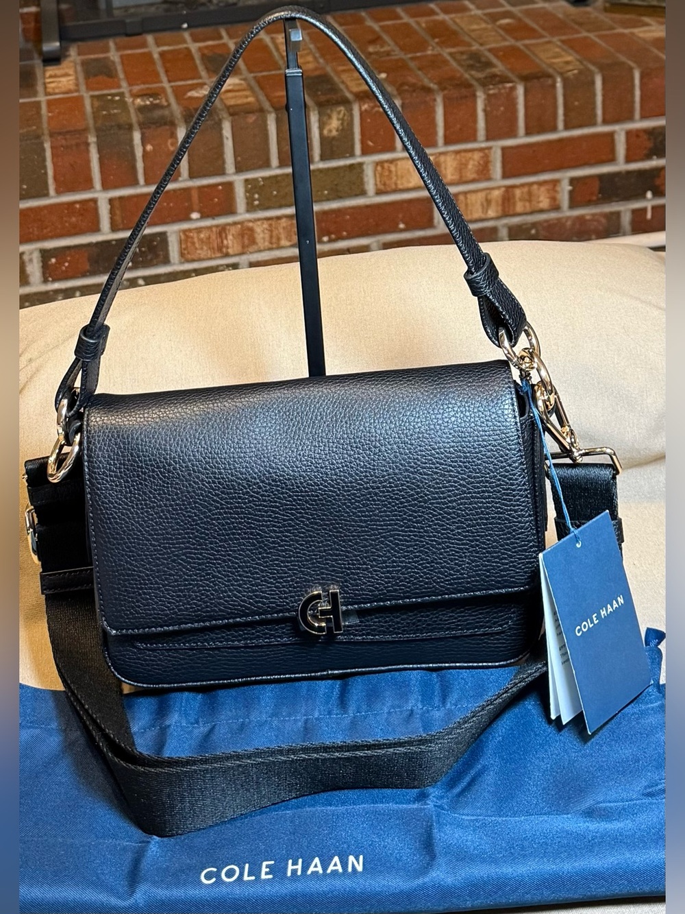 Cole Haan Black Leather Shoulder/Crossbody |Branded Dust bag | Bag |✨NWT✨